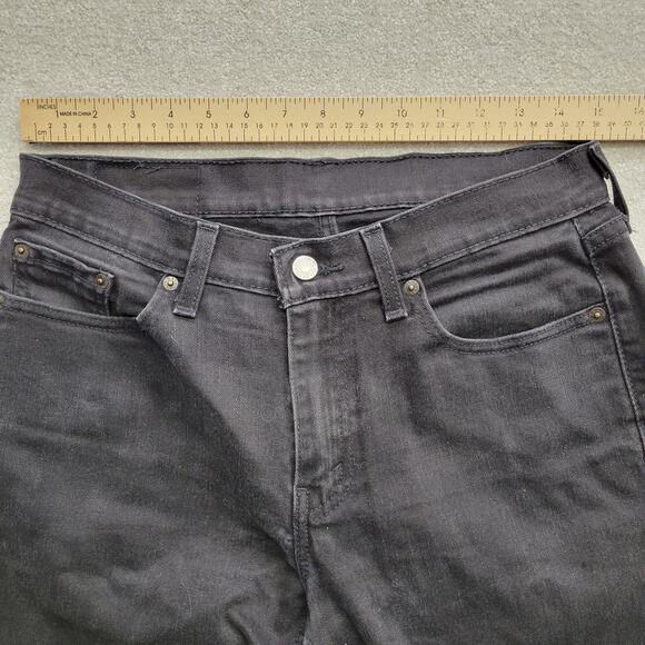 Levi's 514 Jeans Men's Black Regular Straight Stretch Dark Wash Tag Size 30x32 - Picture 4 of 8